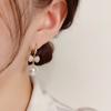 Delicate Fashion Sparkling Micro Inlaid Zircon Bow Pearl Hook Earrings For Women