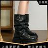 Retro Martin boots women's new summer thick-soled thick heel medium tube short boots trouser tube boots