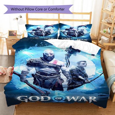 God of War Wzór Pościel Zestaw Kołdry Poszewka na Kołdrę Poszewka na Poduszkę Dekoracja Domu Prezent (1 * poszwa na kołdrę + 2 * poszewki na poduszki, bez rdzenia)