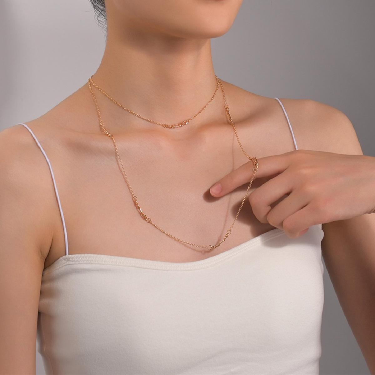 New sexy multi-layer chain stacked metal necklace neck chain