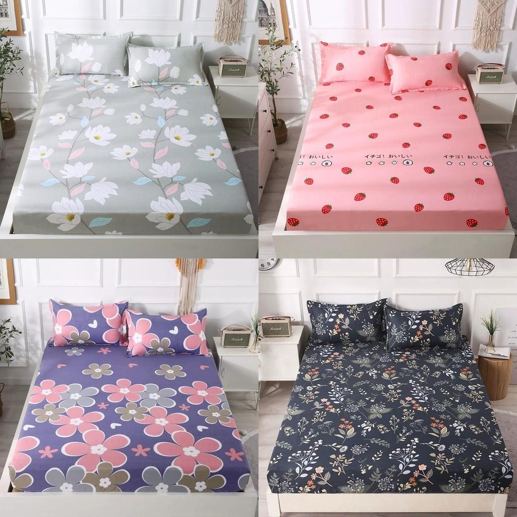 Print Flower Strawberry Bed Cover Dustproof Fabric Bedspread Protective Mattress