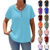 Damen Mode Übergröße Farbe V-Ausschnitt Locker Kurzarm Pullover T-Shirt Top