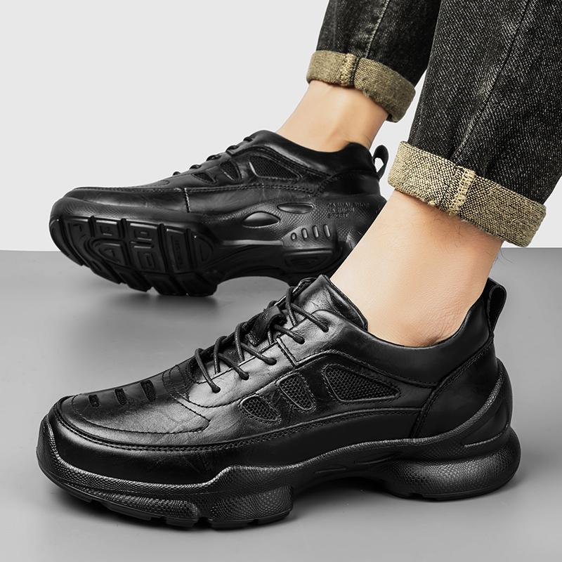 Fashion Men's Outdoor Hiking Shoes Wear-resistant Anti Slip Soles Men's Sports Leisure Shoes Breathable Mesh Leather Shoes Comfortable
