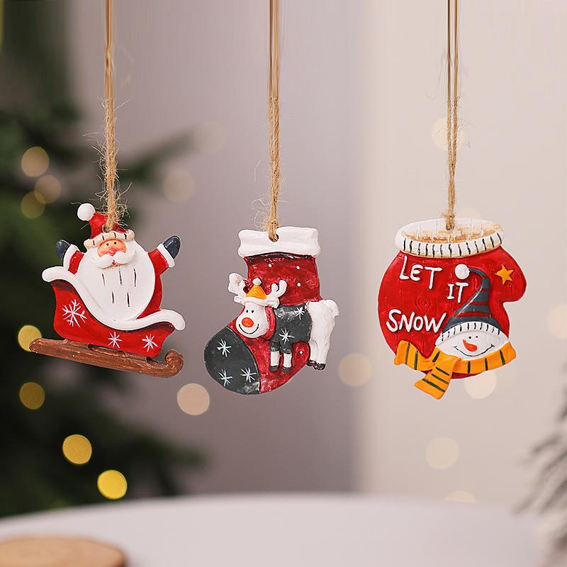 Christmas Resin Small Pendant Christmas Tree Decoration Pendant Accessories American Retro Christmas Small Pendant Christmas Decorations