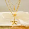 Starfish Conch Shell Pearl Pendant Necklace 3-in-1 Choker Chain Jewelry Gift