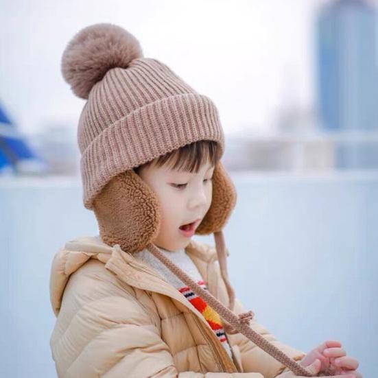 Toddler Hat Washable Solid Color Ear Cover Design Friendly To Skin Fade-Resistant Keep Warm Cashmere Windproof Baby Girl Winter