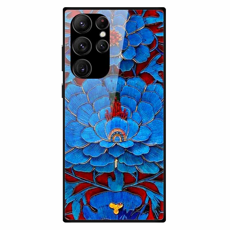 For Samsung S24 Ultra Case Tempered Glass Fashion Hard Back Cover for Galaxy S24Ultra 5G Cases Luxury Bumper S24 Plus S24 FE S24
