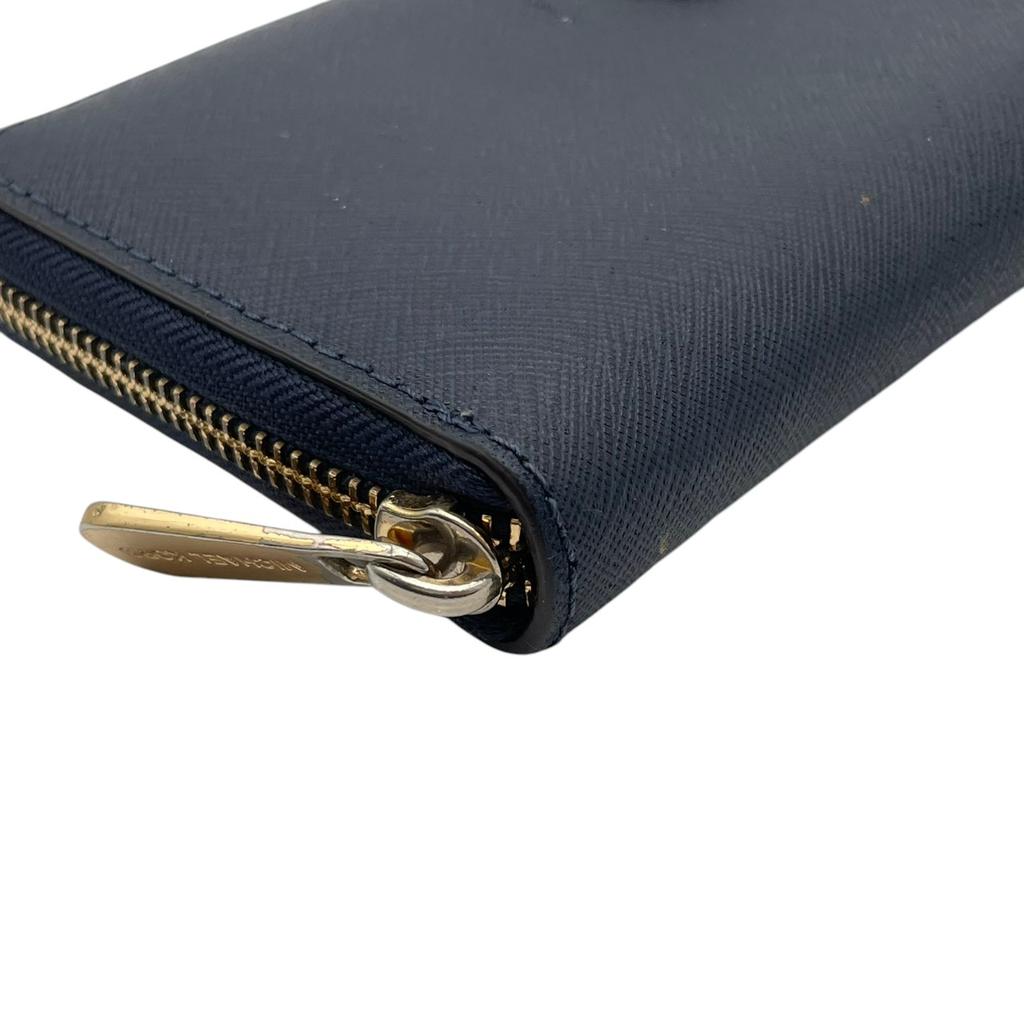Used Michael Kors Purse / Zip Around Zip Around long walletPurse Navy/gold leather Women