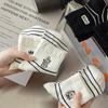 5/10 Pairs Casual Women's Mid Calf Socks Spring Summer Lightweight Black and White Striped Embroidered Cotton Socks Cute Teenage Girls' Long Socks