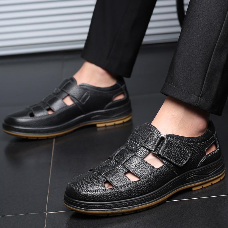 Classic High Quality Leather Business Sandals Summer Outdoor Handmade Sandals Comfortable Men Beach Genuine Leather Shoe
