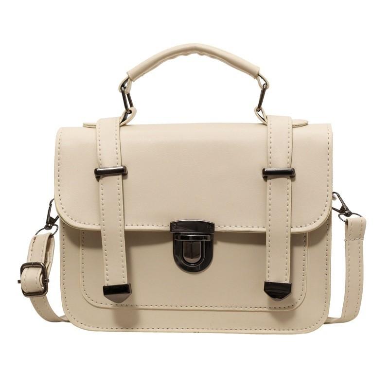 

Chic Street Style Lock Buckle Handbag In Beige Black Brown For Daily Outfits бежевый