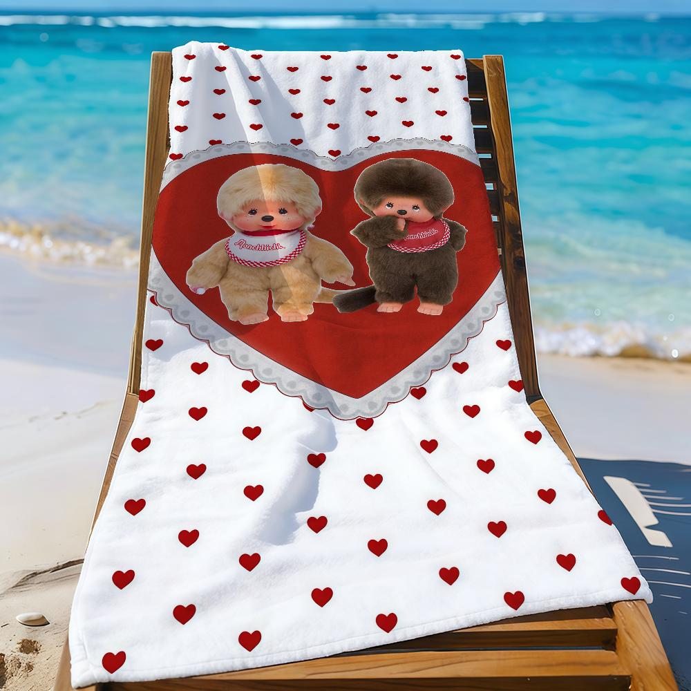 Cartoon M-Monchhichi-S Cute Towel Sports Quick Dry Travel Camping Gear Sandproof Soft Light Large Beach Towel