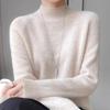 Women's Round Neck Double-Ply Pure Wool Sweater - Thickened Plus Size Solid Color Cashmere Knit Pullover