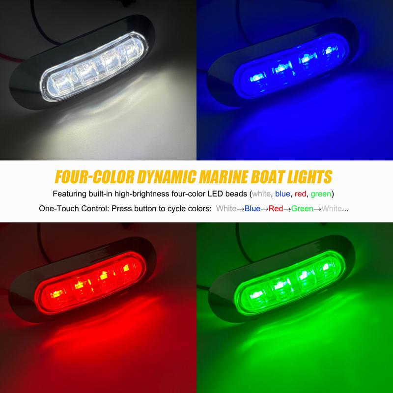 5PCS RGBW Marine Boat Interior Lights 12V LED Boat Deck Courtesy Light 3.8'' Stern Transom Anchor Navigation Light