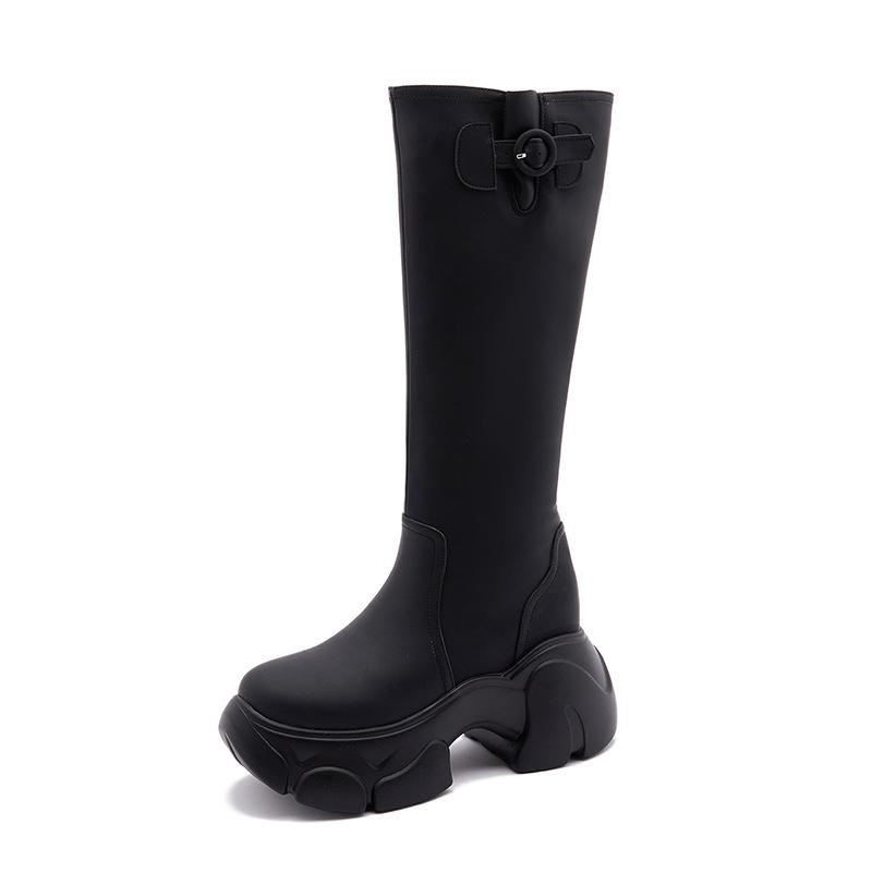 

Thick-soled knight boots women s 2025 autumn and winter new tall tube velvet warm women s boots small inner height-increasing boots 34