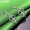 Exquisite 925 Sterling Silver Openwork Four-Leaf Clover Pendant Earrings - Fashion Gift Jewelry
