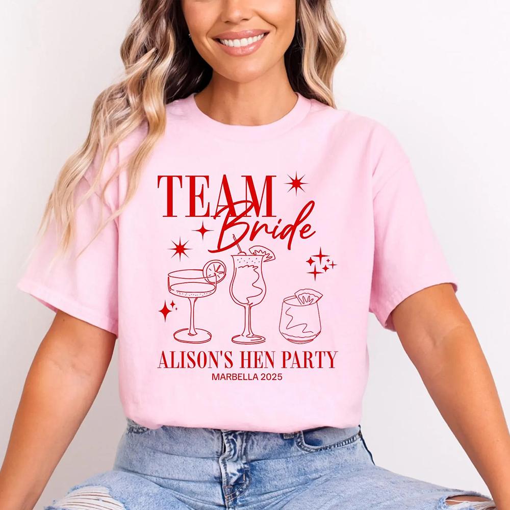 

Women Personalised Hen Party T Shirts Team Bride Bridal Party Shirts Hen Party Tops Unisex Top Daily Trendy Party Streetwear 4XL