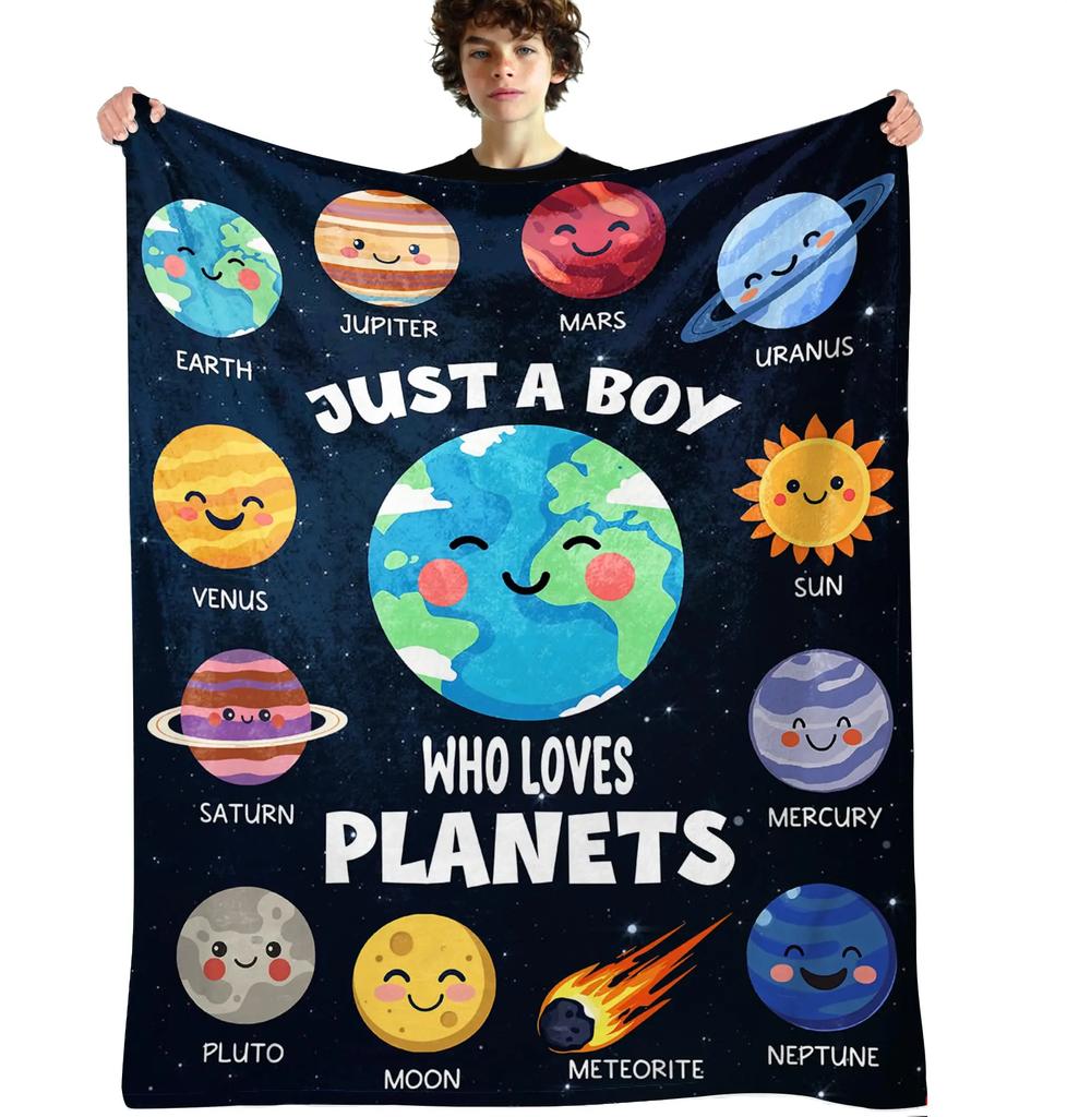 Astronaut Space Blanket, Fleece Flannel Blanket, Cozy Plush Blanket Warm Air Conditioning Blanket for Sofa, Bedroom, Office, Bed