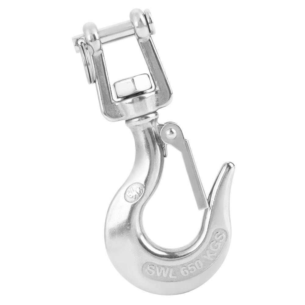 304 Stainless Steel Clevis Slip Hook American Type Jaw & Eye Swivel Safety Hook Safety Latch 650KG Working Load