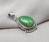 Green Copper Turquoise Pendant: Sterling Silver Boho Necklace