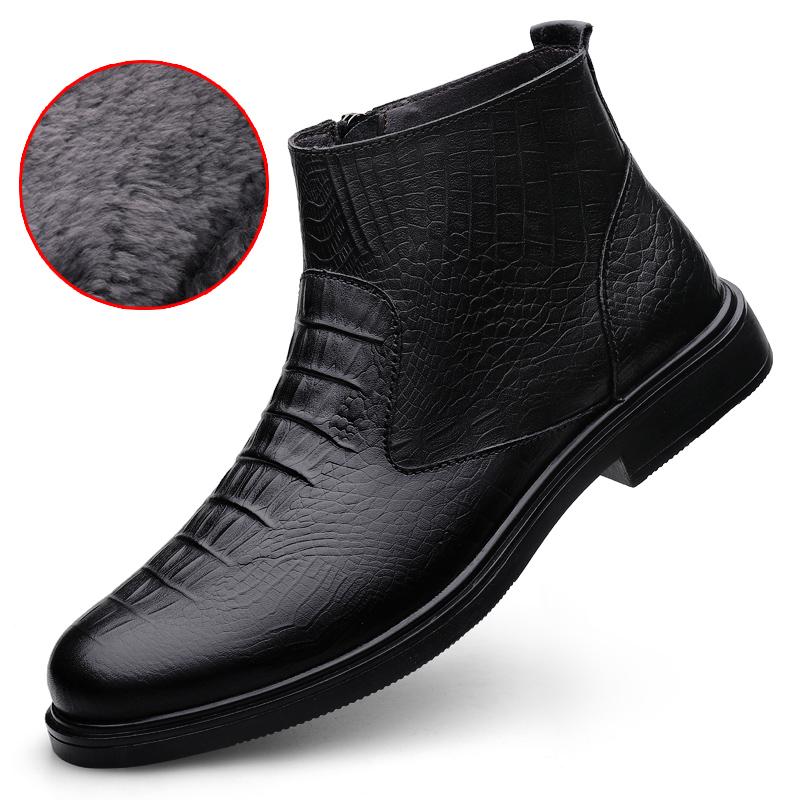 

Winter Men s Snow Boots Man Genuine Leather Plush Warm Men Boots Autumn Winter Outdoor Shoes 38