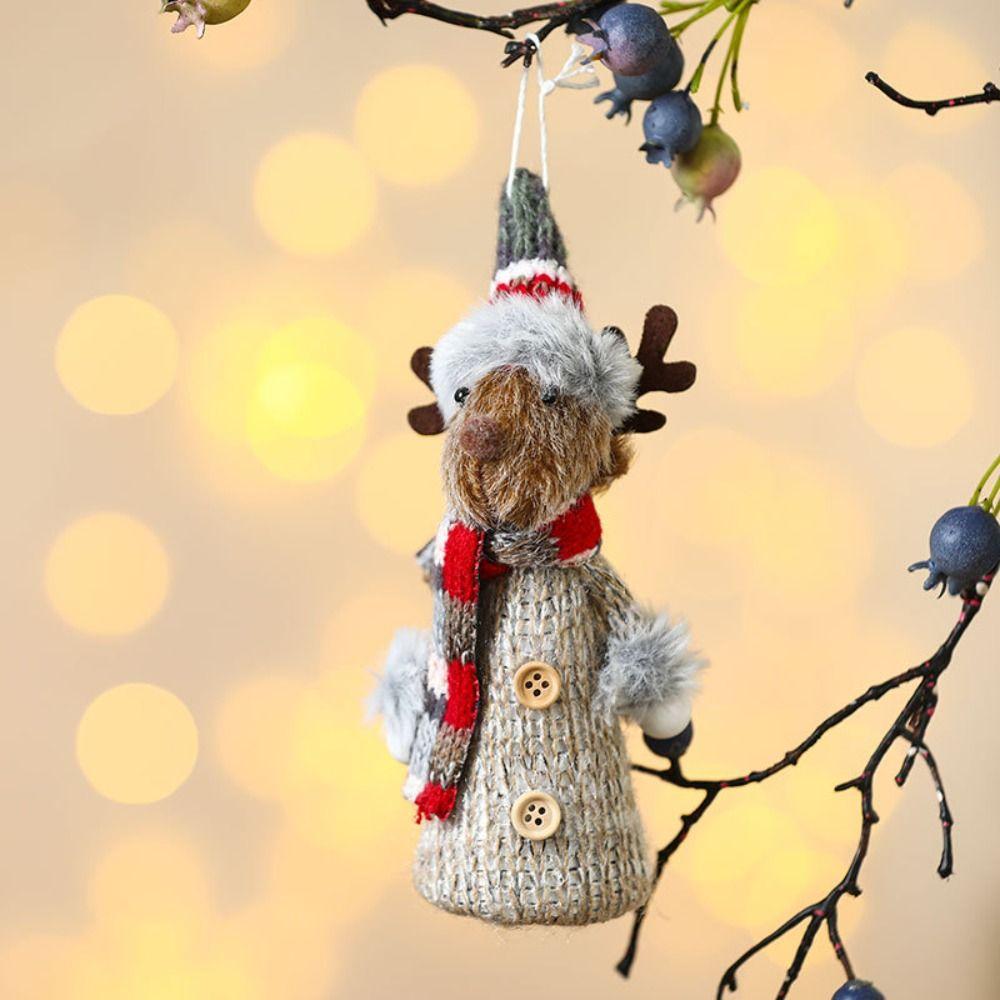 2pcs Colorful Christmas Tree Hanging Pendant Unique Santa Claus Figurine Christmas Plush Dolls Prop