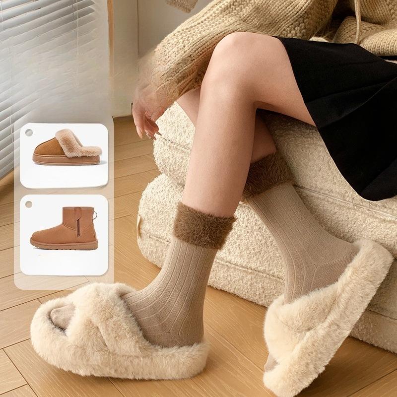 In Autumn and Winter, Warm Mink Fur Pile Socks for Women, Mid-calf Socks for Slimming, Sweet and Cute Wool, Soft and Warm High-waisted Socks