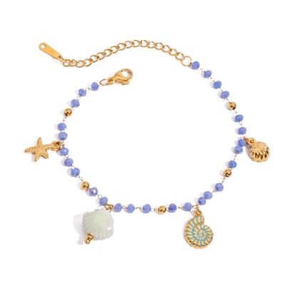 Youthway Breloques Cristaux Céramiques Pendentif Bracelet Acier Inoxydable Étanche Bijoux Mode Exquis Bracelet Chaîne de Poignet
