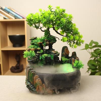 Fuente de mesa de resina para manualidades, fuente de agua creativa para interiores, paisaje de rocalla, decoración, fuente de cascada que fluye para meditación zen