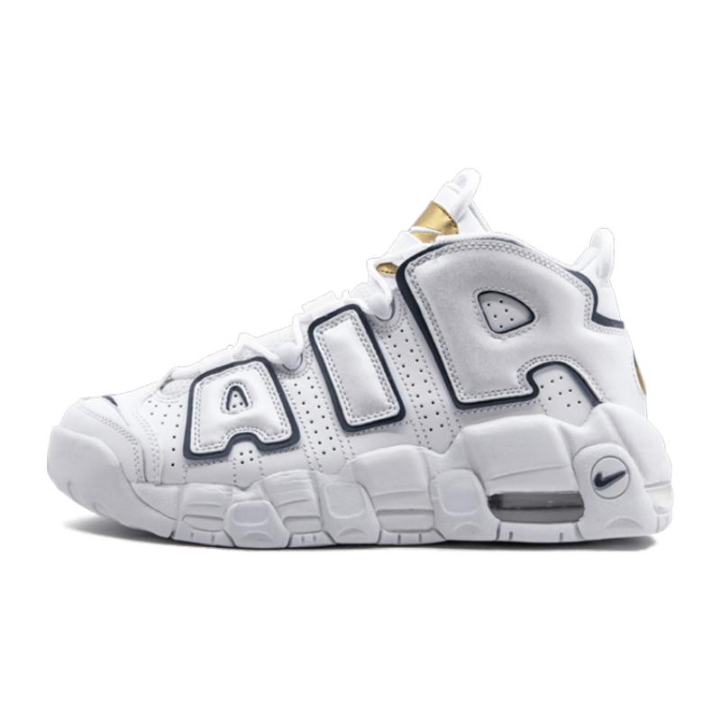 Nike Air More Uptempo White Midnight Navy GS Sneakers 415082-109