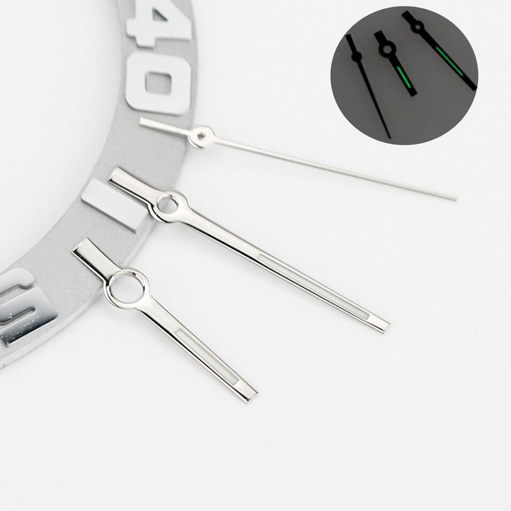 Logbook Needles Nh35 NH36 Polished Silver Hands 8*12*12.5mm Baton Style Datejust Hands Watch Hands C3 Blue Luminous Replacement