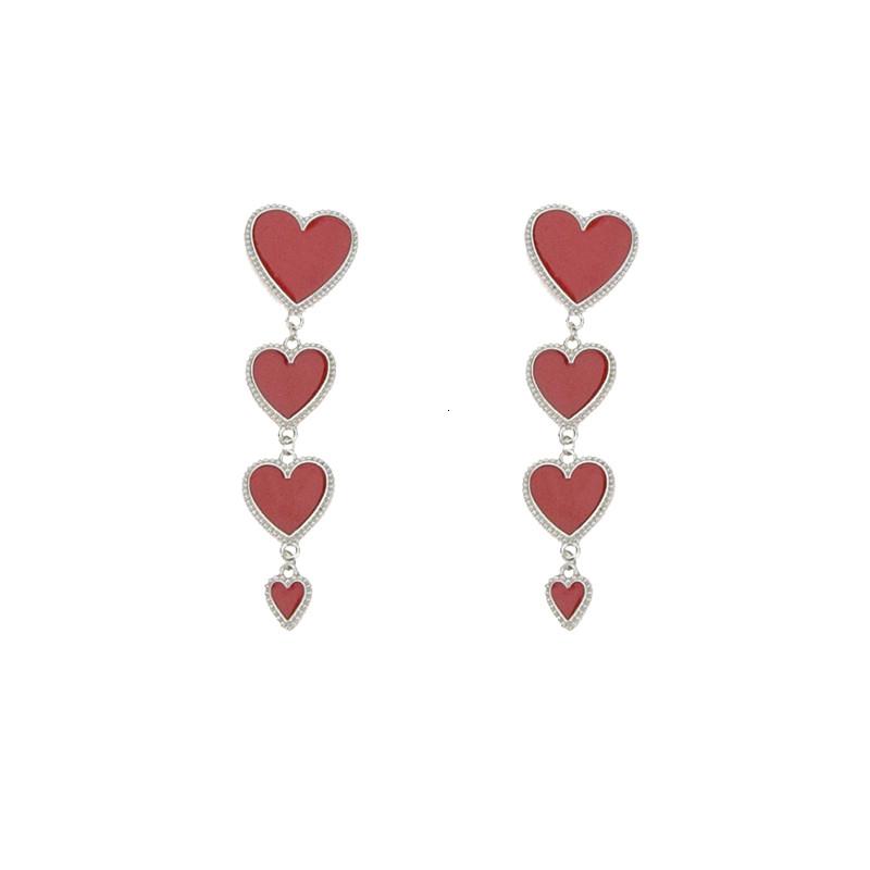 Long Earings White Red Heart Love Enamel Drop Dangle Earrings For Women Fashion Jewelry Korean Statement Party Pendientes Mujer