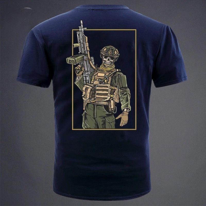 Tough Guy Club Militarystyle Heavy Machine Gunner Summer New Outdoor Sports Unisexs Pure Cotton Tshirt Casual Shortsleeved