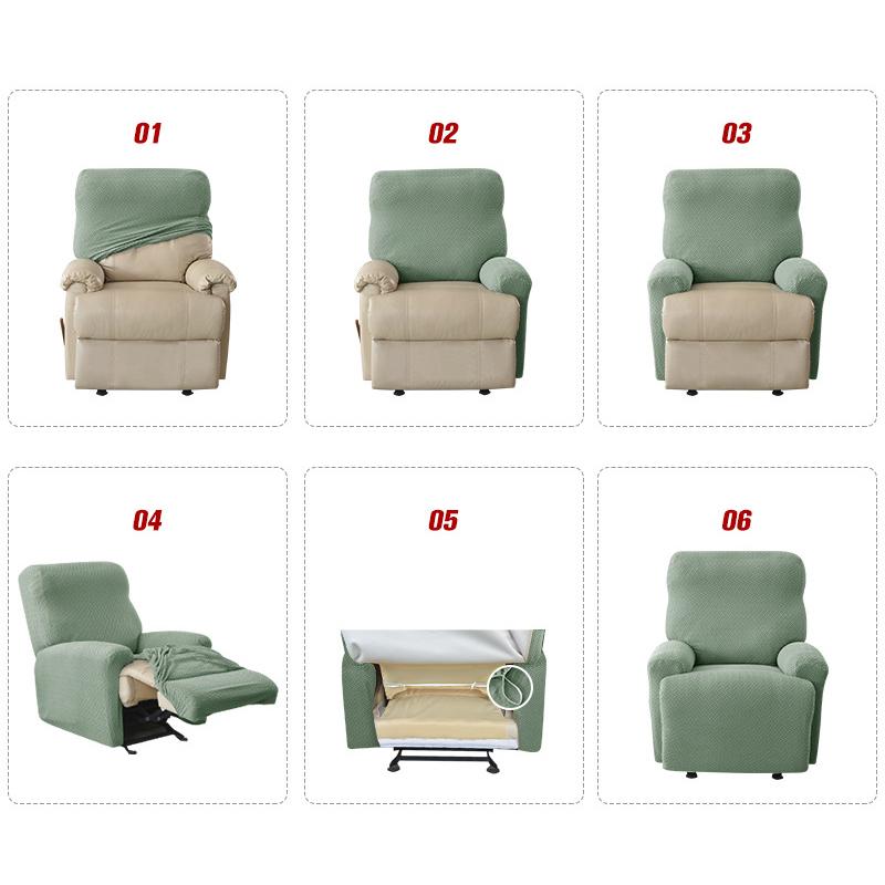 Velvet Recliner Sofa Cover Plush Solid Color Machine Washable Lazy Boy Sofa Slipcover Living Room Elastic Arm Sofa Cover For Furniture