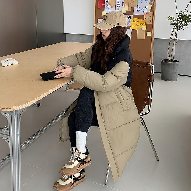 

Женская парка длинная с воротником-стойкой, куртка-пуховик, куртка в стиле колледжа, модная свободная куртка XL