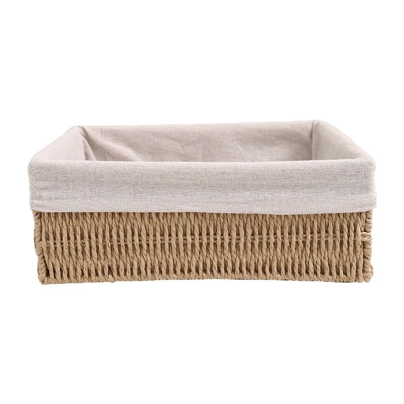 Woven Desktop Storage Basket Office Home Use Natural Fiber Organizer Snacks Stationery Cosmetics Cables