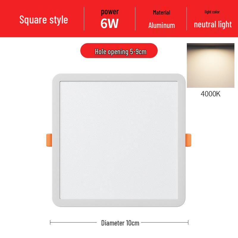 Square Recessed Ceiling Downlight Panel for Living Rooms
