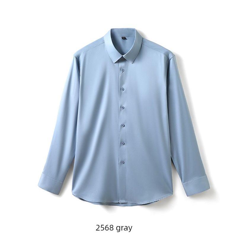 Business Casual Antibacterial Mulberry Silk Shirts Men's Long Sleeve Spring and Autumn Thin 2025 New Slim Fit Foreign Trade Men's Shirt