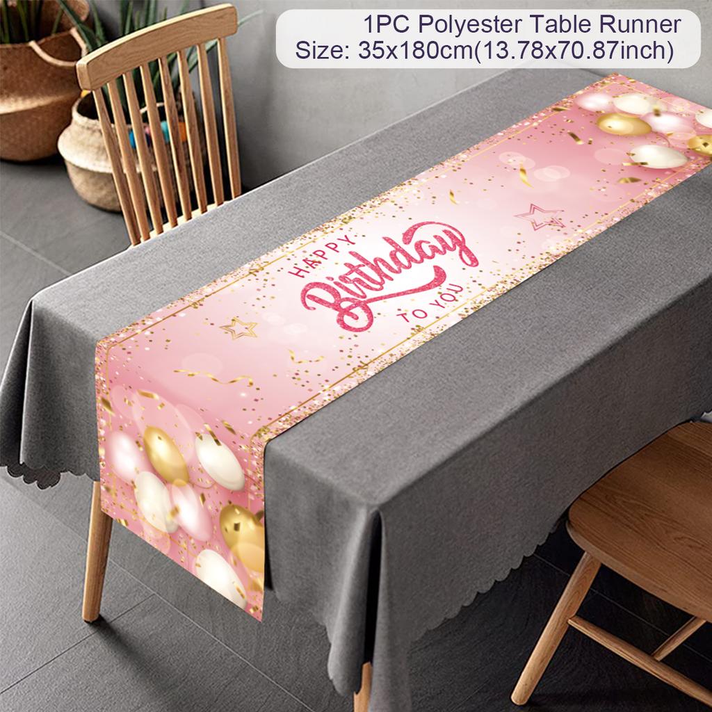 Black Gold Birthday Table Runner 30 50 Birthday Tablecloth Balloon Party Decoration For Home Backdrop Wedding Adult Anniversary