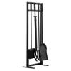 Fireplace Tool Set, 5 PCS Fire Tool Set and Holder with Square-Frame Stand, Tongs, Ash Shovel, Brush, Fire Place Poker, Wrought Iron Steel Fireplace