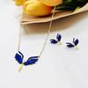 hc  Fashion Design  Stainless Steel  Necklaces Set 18k Gold Plated Micro Zircon Angel wings Pendant Necklace  Fine Jewelry