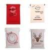 Christmas Canvas Gift Bag With Drawstring Closure For Holiday Packaging
