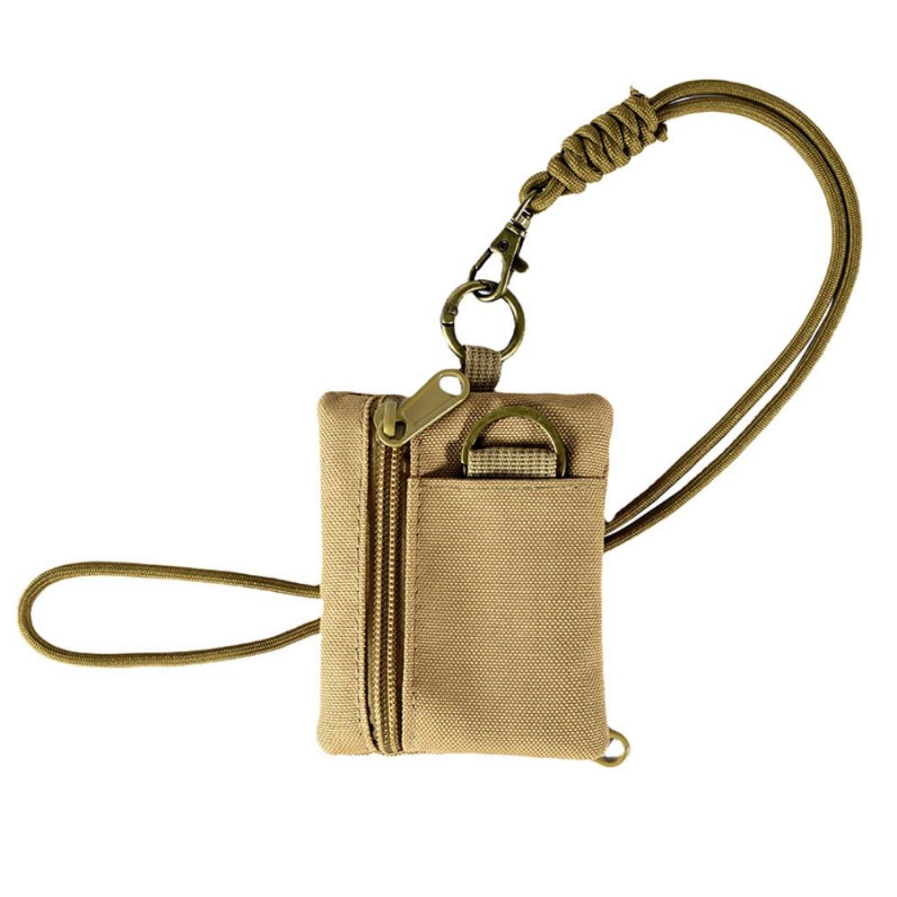 Casual Mini Coin Purse Waterproof with Nylon Lanyard Wallet Oxford Cloth Zipper Card Holder