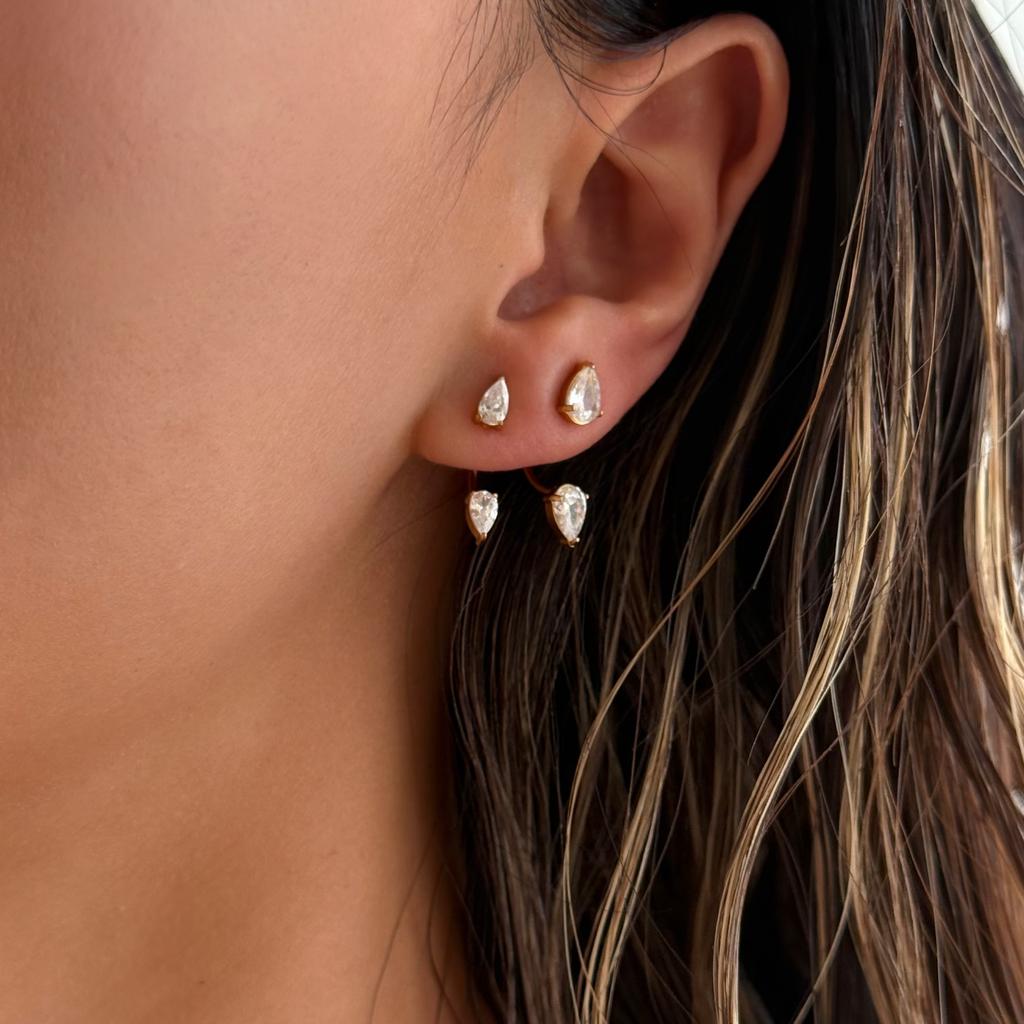 NEW BOHO TEARDROP ZIRCON PIERCING EARRINGS Dazan 2026 NS 18k Gold Plated Hypoallergenic Stainless Steel THEATER PROPS JEWELRY