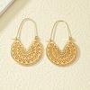 Golden Yellow Hollow Pattern Ethnic Earrings, Fashionable Personality, Luxury, Elegant Atmosphere, Literary and Advanced Sense