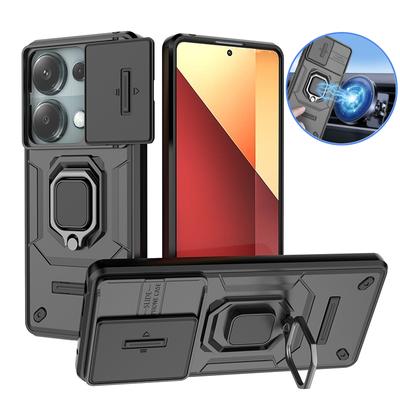 For Poco M6 Pro 4G Case Magnet Holder Ring Armor Back Cover Poko Poxo Little M 6 Pro M6Pro PocoM6Pro 4G Slide Lens Protect Funda