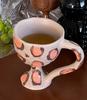Korean Hand-painted Mug Design Ceramic Coffee Cup Breakfast Milk Mug Funny Ceramic Cup Gift Striped Leopard Decorative Cup