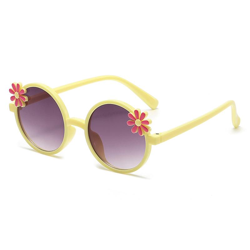 Internet Famous Girls Sunglasses With 3D Floral Decoration Gradient Lenses Uv400 Protection Cute Sunglasses For Girls. 2344
