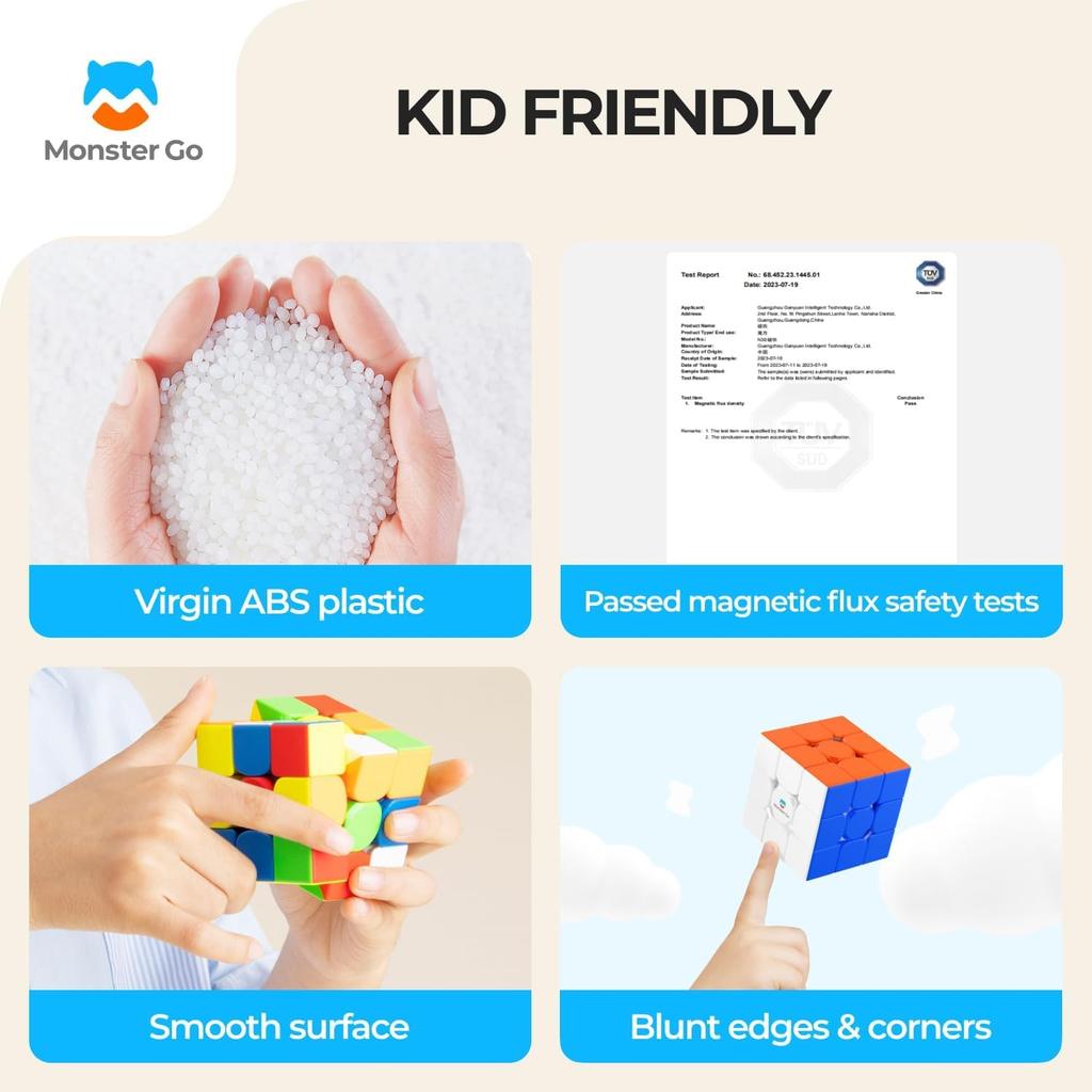 [Authentisches ProduktInklusive japanischer Lösungsanleitung & Aufbewahrungsbeutel] Monster Go Magnetischer 3x3 MG3M EDU Zauberwürfel mit 48 Magneten, Monster Go