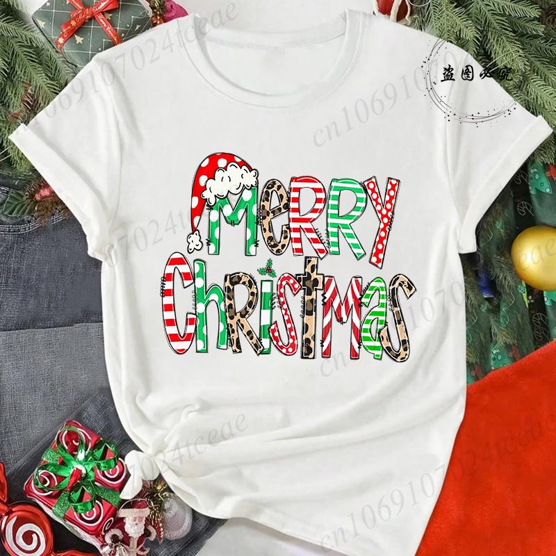 Merry Christmas Reindeer Print TShirts for Women Casual Short Sleeve Tee Shirts Fashion TShirts Womens Christmas Party Tops
